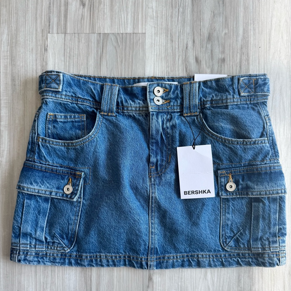 Bershka Classic Blue Denim Mini Skirt